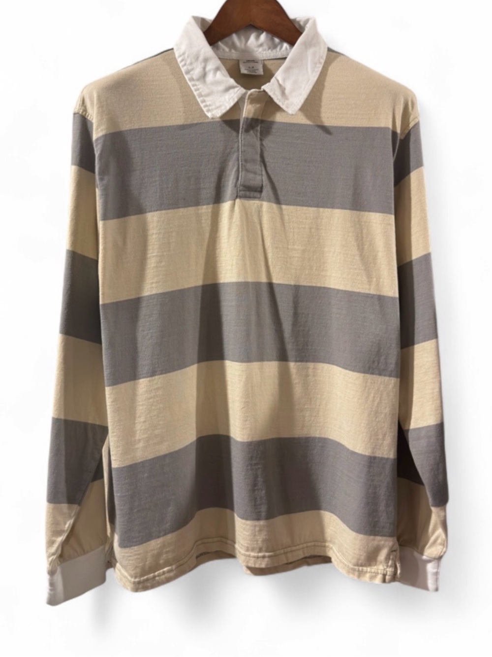 Long-Sleeve Striped Rugby Polo Size Men’s Large